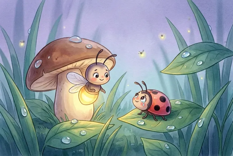 Ilustrație: Licuriciul Timid și Lumina Ascunsă